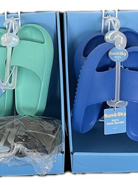 Sun & Sky Kids' Slide Sandals - Blue & Teal